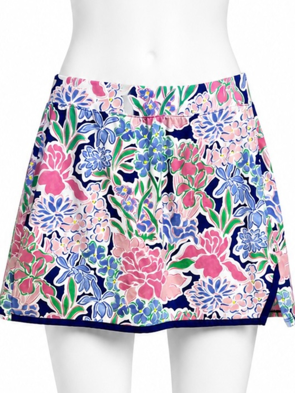 Crown & Ivy Floral Skort Women’s Large Blue Pink Golf Tennis Pull-On